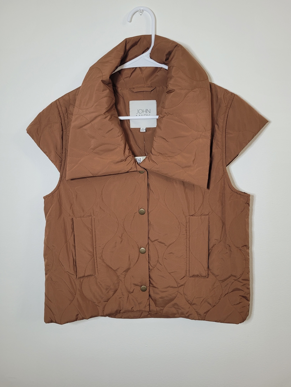 John Mark Quilted Puffer Vest in Rust Brown BNWT